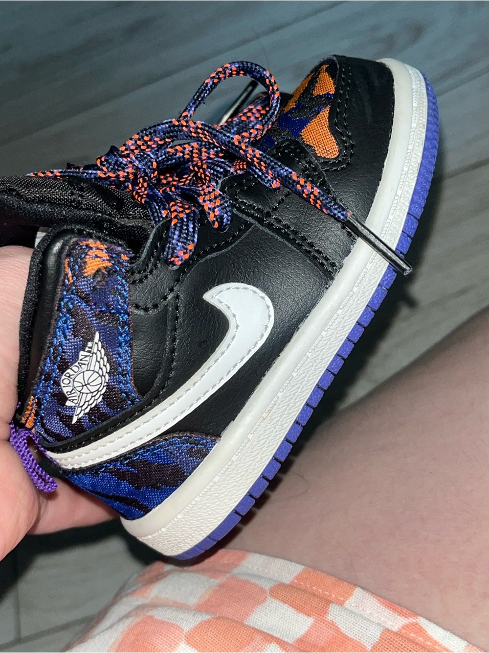 Jordan Kids Black, White, Purple & Orange Low-Top Sneakers